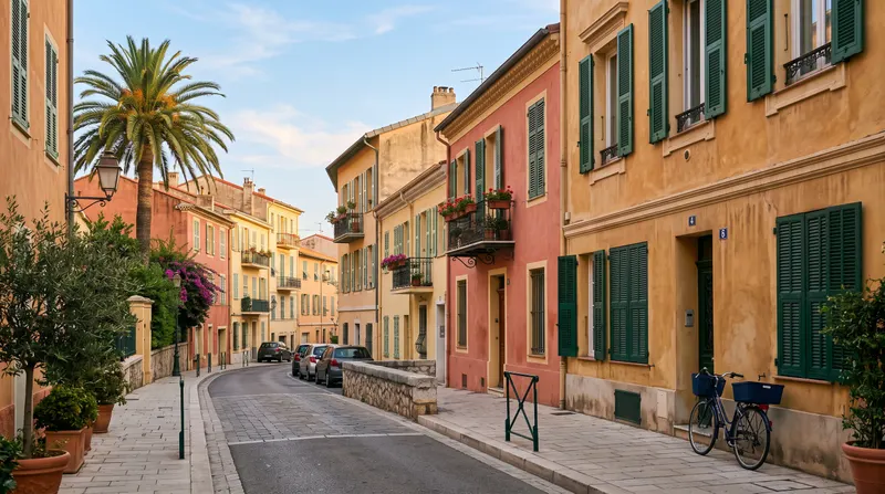 Rue résidentielle de Nice aux façades italiennes